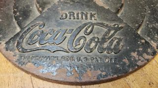 Vintage 1930 ' s Coca Cola Lollipop DS Porcelain Sign w Base 3