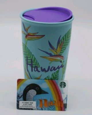 Starbucks Hawaii Exclusive Ceramic Travel Tumbler Mug 12 Oz W/gift Card