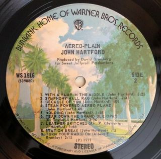 John Hartford - Aereo - Plain - 1975 US Press WS 1916 (NM -) Ultrasonic 5