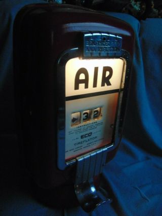 ECO TIREFLATOR AIR METER MODEL 97 WALL MOUNT GAS OIL STATION PUMP RESTORED Lamp 11