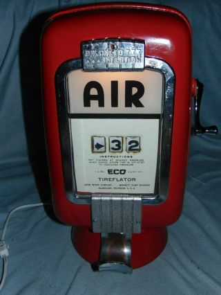 ECO TIREFLATOR AIR METER MODEL 97 WALL MOUNT GAS OIL STATION PUMP RESTORED Lamp 4