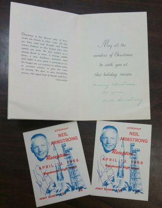 Neil Armstrong Signed Consecutive 1966 Reception Tickets With Mothers Autograph