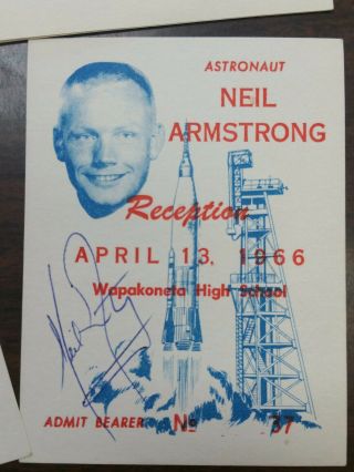 Neil Armstrong Signed Consecutive 1966 Reception Tickets With Mothers Autograph 2