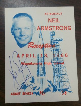 Neil Armstrong Signed Consecutive 1966 Reception Tickets With Mothers Autograph 3