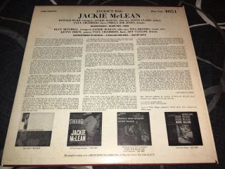 Jackie McLean Jackie’s Bag Mono Vinyl LP Blue Note 47 W 63rd RVG Ear EX 2