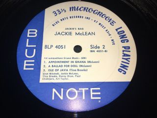 Jackie McLean Jackie’s Bag Mono Vinyl LP Blue Note 47 W 63rd RVG Ear EX 6