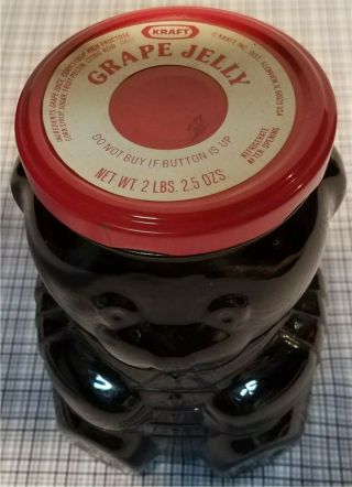 Vintage 1988 Kraft Grape Jelly Jar Bear Shaped Jam Full Jar 5