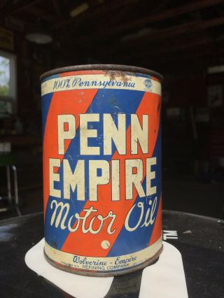 Rare Penn Empire Motor Oil Can