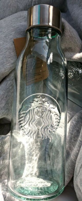 Nwt Starbucks 20oz Recycled Glass Water Bottle.  Made In Spain.