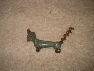 Vintage Dog Wine Corkscrew Opener Cast Iron Brass Hakuli Israel Rare