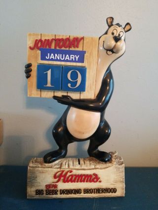(vtg) Hamms Beer Calendar Standing Bear Figurine Statue Display Sign