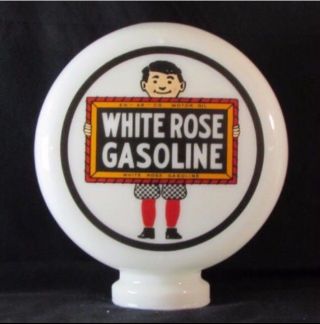 Eco Airmeter White Rose Mini Globe Milk Glass 9 " 3 " Base Gas Pump Vintage