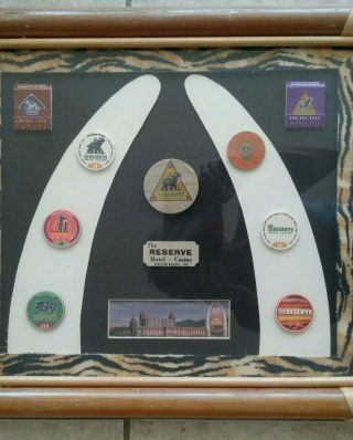 Reserve Casino,  Henderson Nevada,  Framed $25,  5,  1,  Chips,  Matchbook Covers,  Art 3