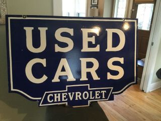 Large Chevrolet Car Double Sided Porcelain Sign