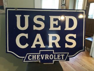 Large Chevrolet Car Double Sided Porcelain Sign 2