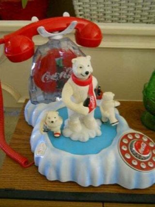Coca - cola Animated Polar Bear Telephone collectable 5