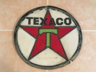 Antique Texaco Globe Gas Pump Top Stained Glass Lead 1910 - 1920