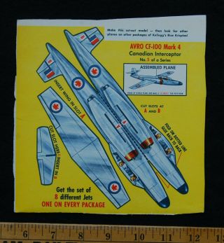 [ 1950s - 1960s Vintage Cereal Box Panel - Canadian Interceptor Airplane Toy ]