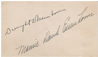 3 " X 5 " Index Card Signed By Dwight D.  Eisenhower & Mamie Eisenhower With