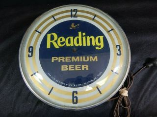 Reading Premium Beer Clock By Pam Clock Co.  Circa 1963 Vintage Rare