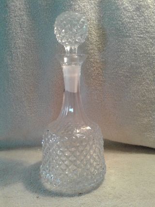 Vintage Crystal Cut Glass Wine Brandy Liquor Decanter Diamond Pattern W/ Stopper
