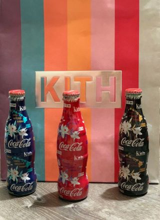 Kith X Coca Cola Bottles (set Of 3) All Colors Hawaii Exclusive