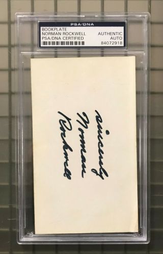 Norman Rockwell Signed 3x5 Index Card Psa/dna Authentic Auto Artist Illustrator