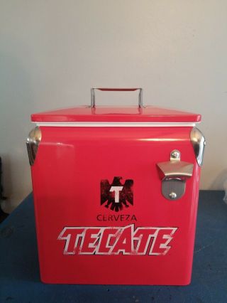 L@@k Tecatebeer Metal Ice Chest Can Bottles Vintage Retro Style Cerveza Mib