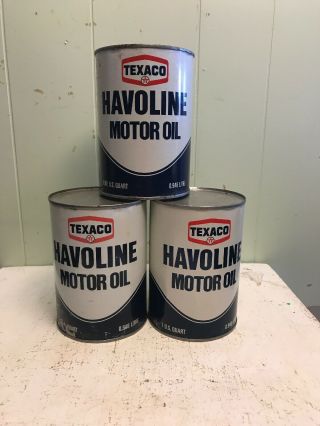 Vintage 3 Texaco Havoline Motor Oil Cardboard Empty Cans Package