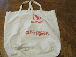 Vintage Safeway Canvas Shopping Bag Red Letters Scuff Marks