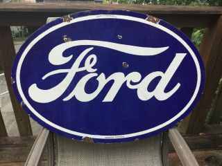 Ford Dealer Double Sided Porcelain Sign