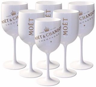 Moet Chandon Ice Imperial Glasses White Acrylic Champagne Goblet Set X 6