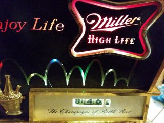 1960 ' s MILLER HIGH LIFE Lighted Bouncing Ball Motion Beer Sign with Clock. 3