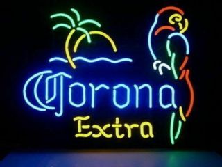 [ship From Usa]19x15 Corona Extra Palm Tree Parrot Bird Neon Sign Beer Bar Light