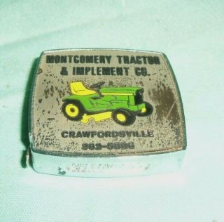 Vintage John Deere Tape Measure Tractor MONTGOMERY IMPLEMENT CRAWFORDSVILLE,  IN. 3