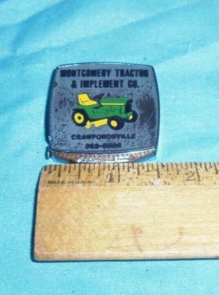 Vintage John Deere Tape Measure Tractor MONTGOMERY IMPLEMENT CRAWFORDSVILLE,  IN. 4