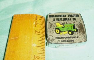 Vintage John Deere Tape Measure Tractor MONTGOMERY IMPLEMENT CRAWFORDSVILLE,  IN. 5