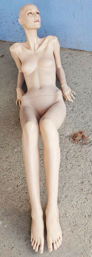 Vintage Rootstein Jan Strimple Mannequin - Laying Down - Green Eyes,  Open Toes 2