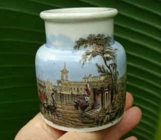 Antique,  Mayer " Prattware " Jar,  Featuring Old - Time Scenes Of Venice.  Jar Pot