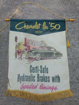 Vintage Chevrolet Dealership Advertising Banner Sign Silk Gas Oil Wow