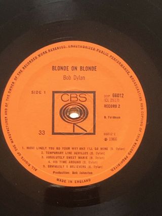 Bob Dylan Rare MONO Blonde On Blonde Vinyl Double LP Rough Textured Orange Label 2