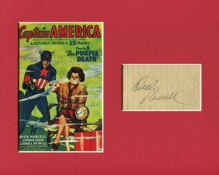 Dick Purcell 1943 Marvel Captain America Rare Signed Autograph Photo Display