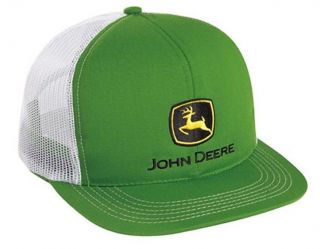 John Deere Green & White Mesh Back Traditional Flatbill Hat Cap