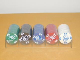 Vintage Casino Black Jack Game 99 Poker Chips Set 1 5 10 25 50