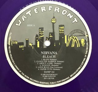 Nirvana ‎Bleach Waterfront Records Purple Coloured Vinyl Record LP 1/300 5