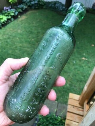 J.  A.  Lomax Medicated Aerated Waters,  Green,  Round Bottom From Chicago,  Illinois