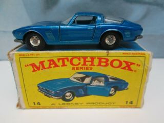Matchbox/ Lesney 14d Iso Grifo Very Light Metallic Blue / Silver Wheels Boxed