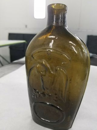 Antique Blown Keene Nh Masonic Arch Eagle Glass Flask Whiskey Beer Bottle