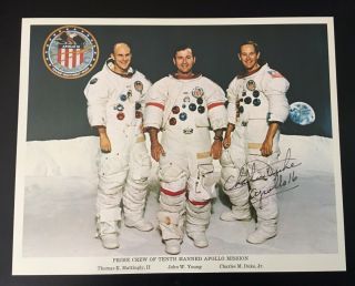 Apollo 16 Astronaut Charlie Duke Signed Crew Photo