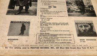 THE STORY OF MOONDOG VINYL RECORD 1ST PRESS DG 446 W 50th PRESTIGE RVG EX COND 11